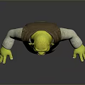 Shrek 3D Character Model With Green Skin Brown Vest And Outstretched Arms