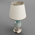 Elegant Table Lamp With White Fabric Shade Gradient Ceramic Base And Metallic Trim 3d model