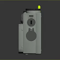 Light Green Portable Speaker With Yellow Handle Top Knob And Front Grille