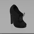 Women's Gray High Heels With Lace Up Block Heel Round Toe And Leather Design