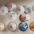 New Chinese Style Oil Paper Umbrella Sunshade Umbrella Art Device 3d model