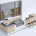 Modern Bar Counter Service Desk Water Bar Counter Cashier Counter Operating Desk Workbench 3d model
