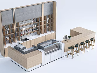 Modern Bar Counter Service Desk Water Bar Counter Cashier Counter Operating Desk Workbench 3d model