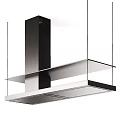 Modern Kitchen Range Hood With Black Stainless Steel Design And Glass Shelf