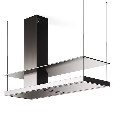 Modern Kitchen Range Hood With Black Stainless Steel Design And Glass Shelf 3d model