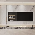Modern TV Wall Design With Marble Panel Flat screen TV Decorative Shelves And Platform 3d model
