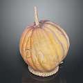 Decorative Pumpkin With Hand Drawn Design And Wicker Base On Black Surface