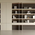 Modern Stylish Bookcase Interior With Open Shelves Books Sculptures And Decorative Items
