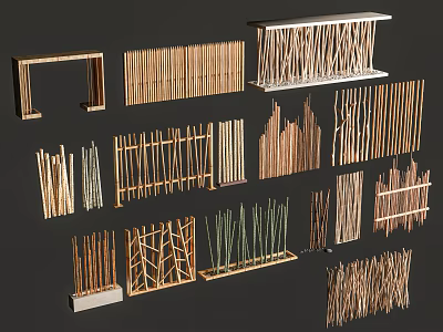 Various Designs Of Wooden Railings With Creative Structures For Home Garden Use 3d model