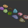 Colorful Wooden Stone Artifacts With Polished Surfaces And Various Shapes For Decoration