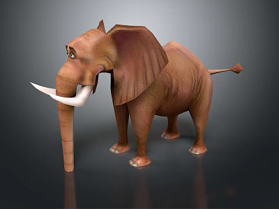 Cartoon Elephant 3D Model With Big Ears Long Trunk And White Tusks 3d model