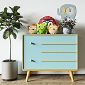 Modern Children's Side Cabinet Nordic Side Cabinet Toy Storage Cabinet Storage Cabinet Plant Potted Plant 3d model