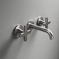Modern Minimalist Wall Mounted Faucet With Cross Handles And Sleek Spout