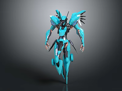 Futuristic Blue Humanoid Robot Character With Mechanical Armor And Sci Fi Design 3d model