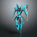 Futuristic Blue Humanoid Robot Character With Mechanical Armor And Sci Fi Design