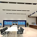 Modern Government Service Hall Interior With Service Counters Digital Screens And Waiting Chairs