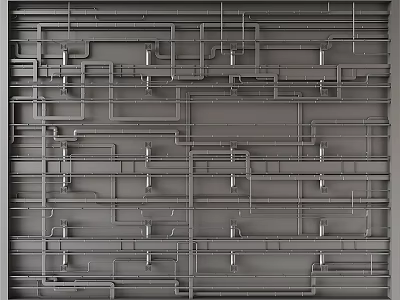 Modern Decorative Gray Ceiling Design With Interlaced Lines And Square Structures 3d model
