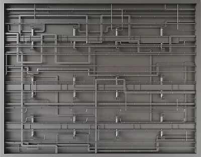 Modern Decorative Gray Ceiling Design With Interlaced Lines And Square Structures 3d model