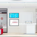 ICBC Bank Interior With Digital Screens Showing Information Service Counter ATM Machine And Seating