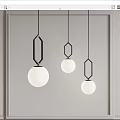 Modern Minimalist Pendant Lights With Geometric Black Frames And White Globe Shades