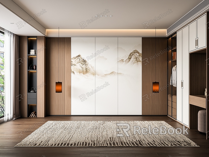 New Chinese background wall Bedroom background wall model