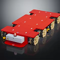 Red Industrial Mobile Robot Platform With Multiple Wheels And White Control Unit 3d model