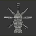 Industrial Windmill Equipment With Metal Blades And Structural Frame Design 3d model