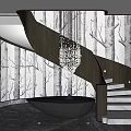 modern revolving staircase 3d model