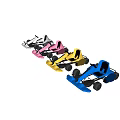 Colorful Go Karts In Various Hues Lined Up Against Black Background