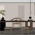 New Chinese Zen Tea Room Table 3d model