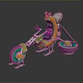 Futuristic Motorcycle Design With Vibrant Color Accents Unique Wheel And Comfortable Seat Structure