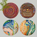 Colorful Round Carpets With Various Artistic Patterns For Home Decoration 3d model