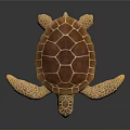 Brown and Orange Sea Turtle Displaying Textured Shell Patterned Flippers and Detailed Limbs 3d model