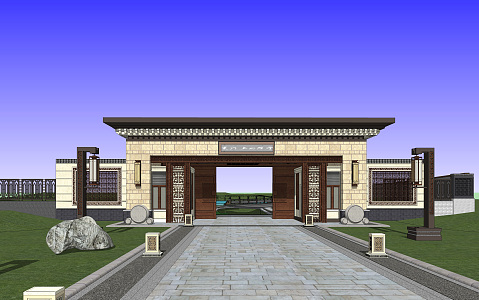 New Chinese Gate Entrance Gate 3d model