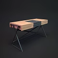 Stylish Desk Design With Mixed Wood Panels And Metal X Frame
