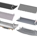 Traditional Architectural Roof Components Featuring Various Tile Styles And Eaves Designs