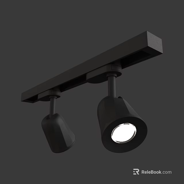 Black Track Mounted Spotlights With Bright White Illumination For Indoor Lighting 3d model 