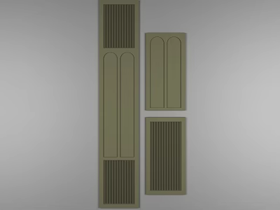 Olive Green Wardrobe Doors Featuring Panel Designs Vertical Stripes And Arched Details 3d model