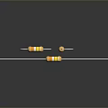 Orange And Yellow Resistors With Metal Brackets On Black Background Surface 3d model