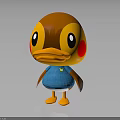 Cartoon Character And Duck Creature With Orange Yellow Appearance Red Cheeks Blue Outfit Yellow Logo