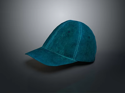 Blue Textured Baseball Cap With Stitched Design On Gray Gradient Background 3d model