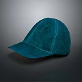Blue Textured Baseball Cap With Stitched Design On Gray Gradient Background