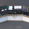 Commercial Equipment Control Console With Multiple Screens Control Panels And Storage Units 3d model