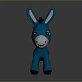 Blue Plush Donkey Stuffed Toy With Black Mane And White Muzzle 3d model