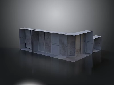 Modern Gray Reception Desk Furniture With Textured Cabinets And Sleek Countertop 3d model