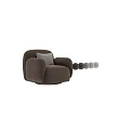 Comfortable Brown Plush Armchair With White Cushion Rounded Armrests And Round Base