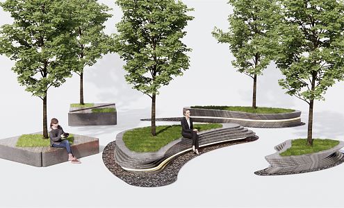 Modern Tree Pool Tree Pool Landscape Seat Landscape Tree Pool Seat Shaped Tree Pool 3d model