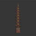 Traditional Chinese Pagoda Architecture With Multi tiered Wooden Structure And Base Door