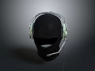 Professional Over Ear Headphones With White Ear Cups And Built In Microphone 3d model