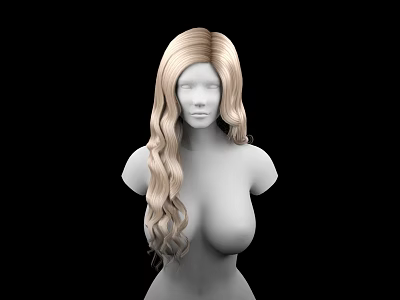 Game Movie Female Character With Golden Long Curly Hair And Black Background 3d model